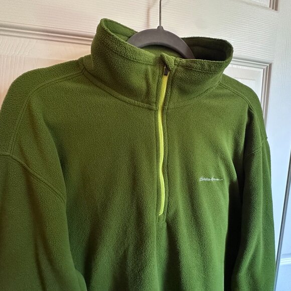 Eddie Bauer Fleece Mens XL Green Polartec Pullover 1/4 Zip Sweatshirt Outdoor - Picture 8 of 8